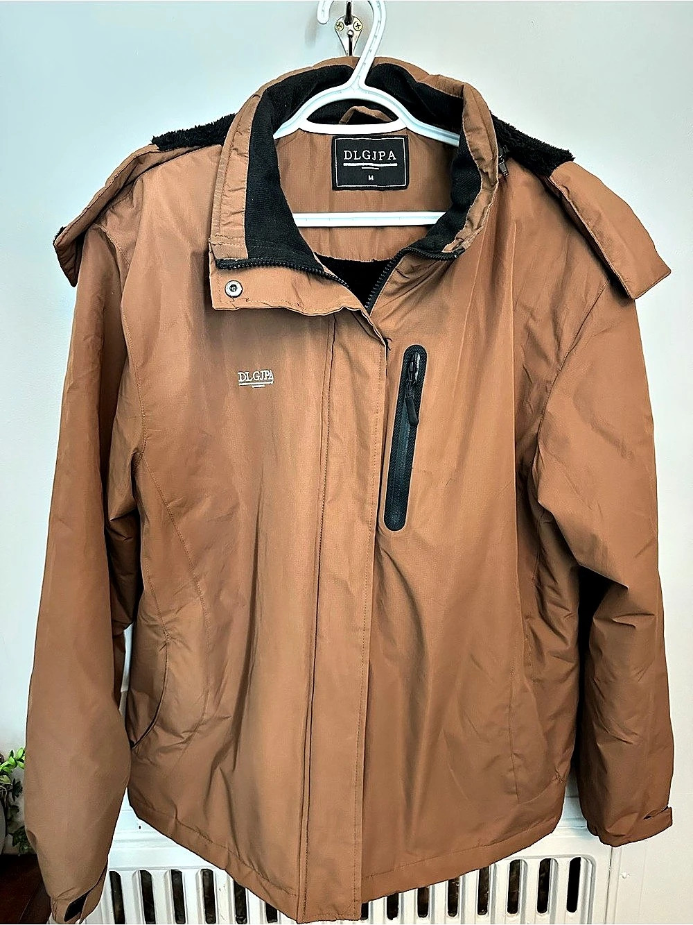 DLGJPA Women's Mountain Waterproof Ski Jacket Brown & Black Medium